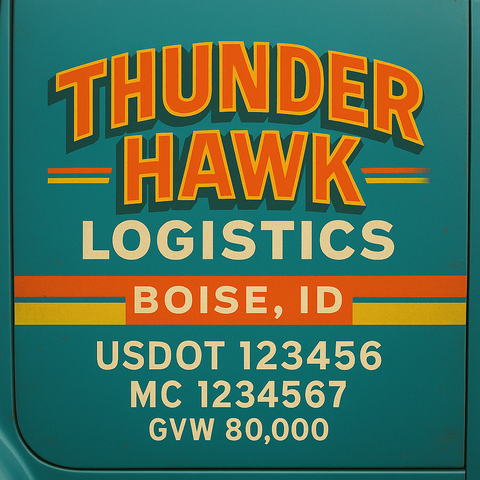 Custom Truck Door USDOT Lettering Decal Sticker Signs With DOT, MC, GVW, KYU, CA Lettering (Set of 2)