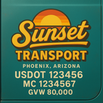Custom Truck Door USDOT Lettering Decal Sticker Signs With DOT, MC, GVW, KYU, CA Lettering (Set of 2)