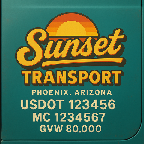 Custom Truck Door USDOT Lettering Decal Sticker Signs With DOT, MC, GVW, KYU, CA Lettering (Set of 2)