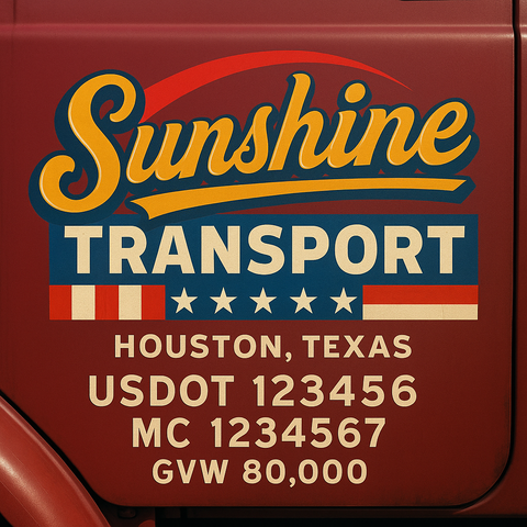 Custom Truck Door USDOT Lettering Decal Sticker Signs With DOT, MC, GVW, KYU, CA Lettering (Set of 2)