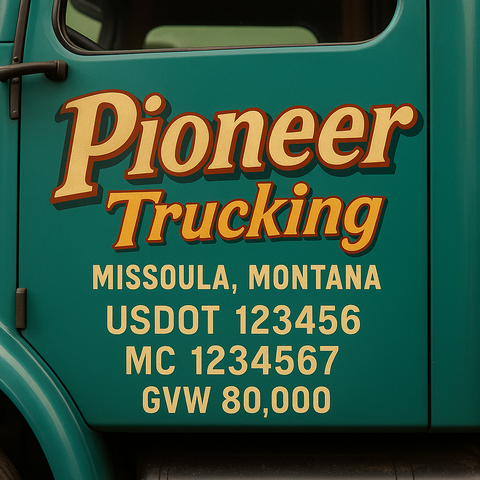 Custom Truck Door USDOT Lettering Decal Sticker Signs With DOT, MC, GVW, KYU, CA Lettering (Set of 2)