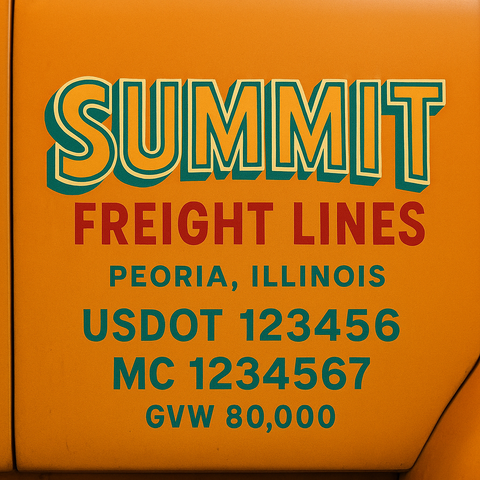 Custom Truck Door USDOT Lettering Decal Sticker Signs With DOT, MC, GVW, KYU, CA Lettering (Set of 2)