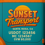 Custom Truck Door USDOT Lettering Decal Sticker Signs With DOT, MC, GVW, KYU, CA Lettering (Set of 2)