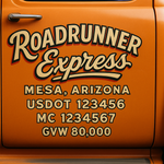 Custom Truck Door USDOT Lettering Decal Sticker Signs With DOT, MC, GVW, KYU, CA Lettering (Set of 2)