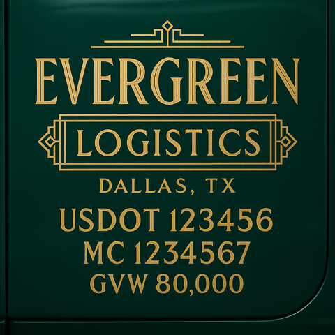 Custom Truck Door USDOT Lettering Decal Sticker Signs With DOT, MC, GVW, KYU, CA Lettering (Set of 2)