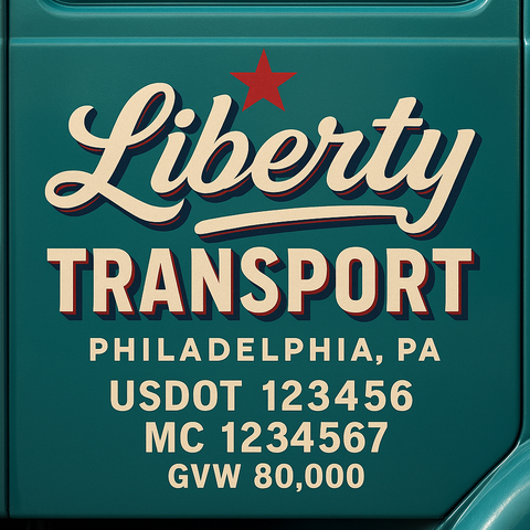 Custom Truck Door USDOT Lettering Decal Sticker Signs With DOT, MC, GVW, KYU, CA Lettering (Set of 2)