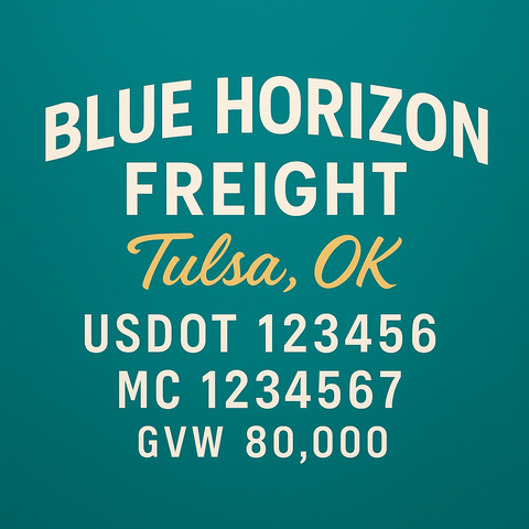 Custom Truck Door USDOT Lettering Decal Sticker Signs With DOT, MC, GVW, KYU, CA Lettering (Set of 2)