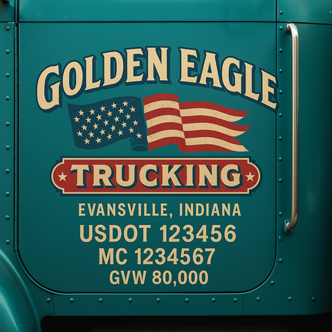 Custom Truck Door USDOT Lettering Decal Sticker Signs With DOT, MC, GVW, KYU, CA Lettering (Set of 2)