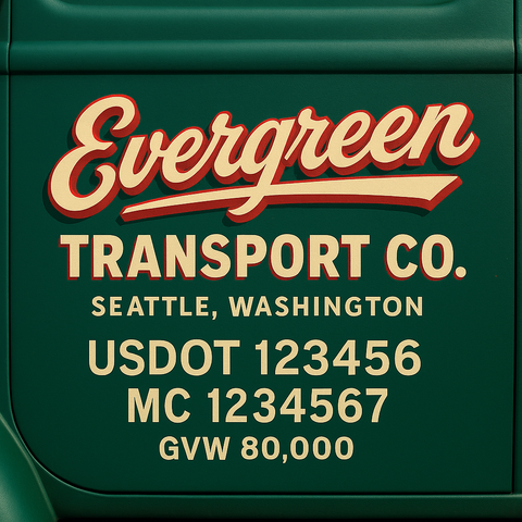 Custom Truck Door USDOT Lettering Decal Sticker Signs With DOT, MC, GVW, KYU, CA Lettering (Set of 2)