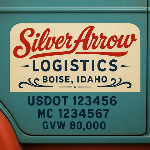 Custom Truck Door USDOT Lettering Decal Sticker Signs With DOT, MC, GVW, KYU, CA Lettering (Set of 2)