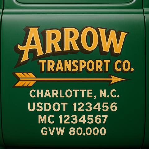 Custom Truck Door USDOT Lettering Decal Sticker Signs With DOT, MC, GVW, KYU, CA Lettering (Set of 2)