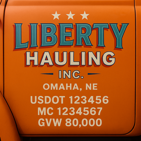 Custom Truck Door USDOT Lettering Decal Sticker Signs With DOT, MC, GVW, KYU, CA Lettering (Set of 2)