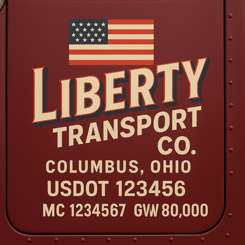 Custom Truck Door USDOT Lettering Decal Sticker Signs With DOT, MC, GVW, KYU, CA Lettering (Set of 2)