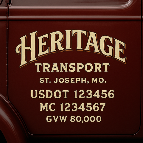 Custom Truck Door USDOT Lettering Decal Sticker Signs With DOT, MC, GVW, KYU, CA Lettering (Set of 2)