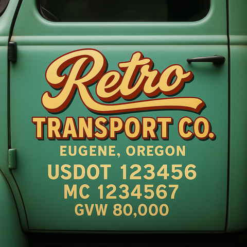 Custom Truck Door USDOT Lettering Decal Sticker Signs With DOT, MC, GVW, KYU, CA Lettering (Set of 2)