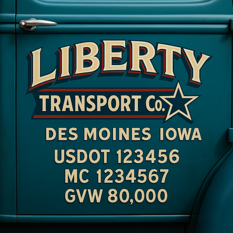 Custom Truck Door USDOT Lettering Decal Sticker Signs With DOT, MC, GVW, KYU, CA Lettering (Set of 2)