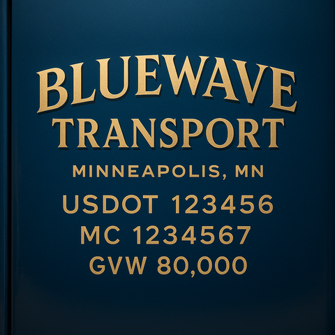 Custom Truck Door USDOT Lettering Decal Sticker Signs With DOT, MC, GVW, KYU, CA Lettering (Set of 2)
