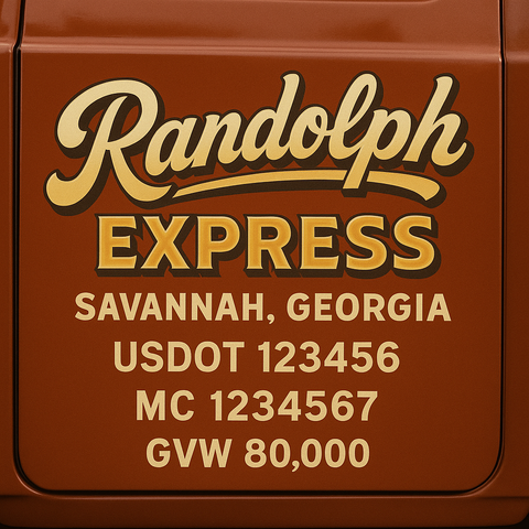 Custom Truck Door USDOT Lettering Decal Sticker Signs With DOT, MC, GVW, KYU, CA Lettering (Set of 2)