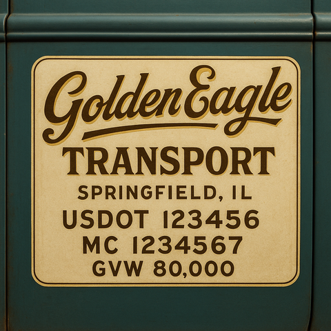 Custom Truck Door USDOT Lettering Decal Sticker Signs With DOT, MC, GVW, KYU, CA Lettering (Set of 2)