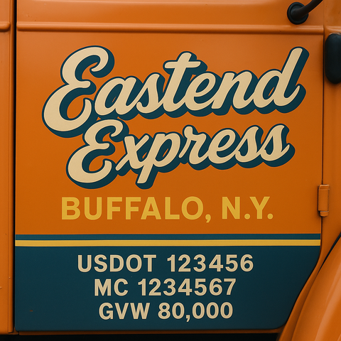 Custom Truck Door USDOT Lettering Decal Sticker Signs With DOT, MC, GVW, KYU, CA Lettering (Set of 2)