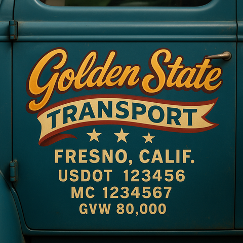 Custom Truck Door USDOT Lettering Decal Sticker Signs With DOT, MC, GVW, KYU, CA Lettering (Set of 2)