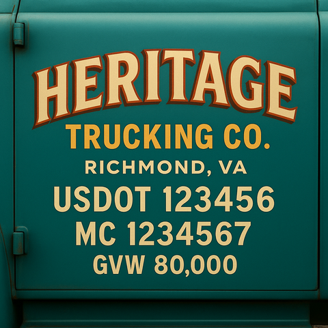 Custom Truck Door USDOT Lettering Decal Sticker Signs With DOT, MC, GVW, KYU, CA Lettering (Set of 2)