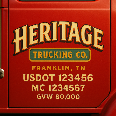 Custom Truck Door USDOT Lettering Decal Sticker Signs With DOT, MC, GVW, KYU, CA Lettering (Set of 2)