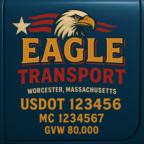 Custom Truck Door USDOT Lettering Decal Sticker Signs With DOT, MC, GVW, KYU, CA Lettering (Set of 2)
