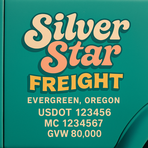 Custom Truck Door USDOT Lettering Decal Sticker Signs With DOT, MC, GVW, KYU, CA Lettering (Set of 2)