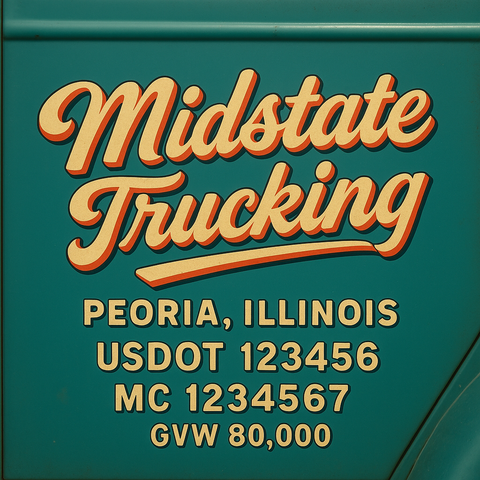 Custom Truck Door USDOT Lettering Decal Sticker Signs With DOT, MC, GVW, KYU, CA Lettering (Set of 2)