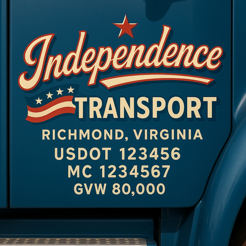 Custom Truck Door USDOT Lettering Decal Sticker Signs With DOT, MC, GVW, KYU, CA Lettering (Set of 2)