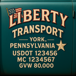 Custom Truck Door USDOT Lettering Decal Sticker Signs With DOT, MC, GVW, KYU, CA Lettering (Set of 2)