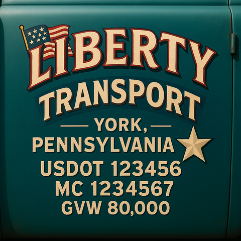 Custom Truck Door USDOT Lettering Decal Sticker Signs With DOT, MC, GVW, KYU, CA Lettering (Set of 2)