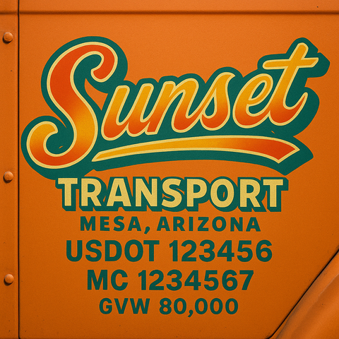 Custom Truck Door USDOT Lettering Decal Sticker Signs With DOT, MC, GVW, KYU, CA Lettering (Set of 2)