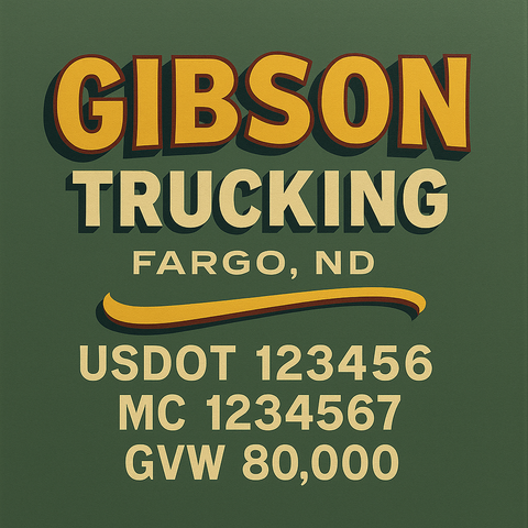 Custom Truck Door USDOT Lettering Decal Sticker Signs With DOT, MC, GVW, KYU, CA Lettering (Set of 2)