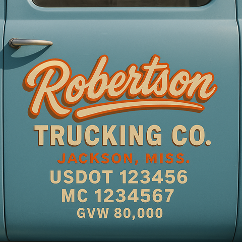 Custom Truck Door USDOT Lettering Decal Sticker Signs With DOT, MC, GVW, KYU, CA Lettering (Set of 2)