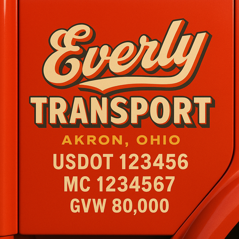 Custom Truck Door USDOT Lettering Decal Sticker Signs With DOT, MC, GVW, KYU, CA Lettering (Set of 2)