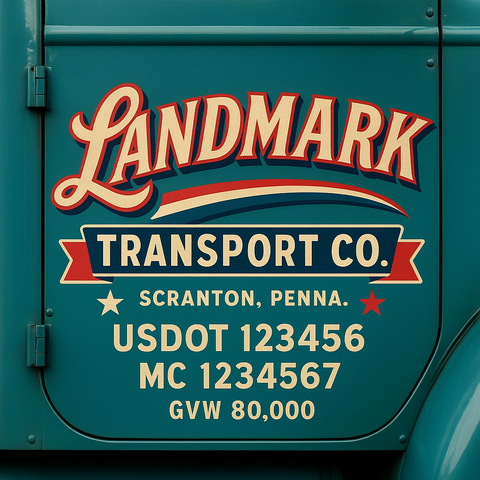 Custom Truck Door USDOT Lettering Decal Sticker Signs With DOT, MC, GVW, KYU, CA Lettering (Set of 2)