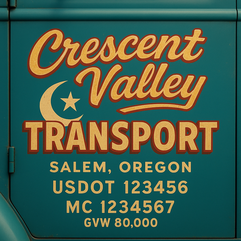 Custom Truck Door USDOT Lettering Decal Sticker Signs With DOT, MC, GVW, KYU, CA Lettering (Set of 2)