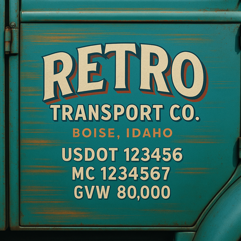 Custom Truck Door USDOT Lettering Decal Sticker Signs With DOT, MC, GVW, KYU, CA Lettering (Set of 2)