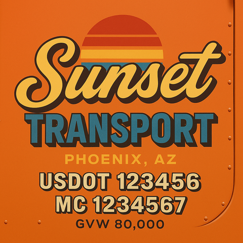 Custom Truck Door USDOT Lettering Decal Sticker Signs With DOT, MC, GVW, KYU, CA Lettering (Set of 2)