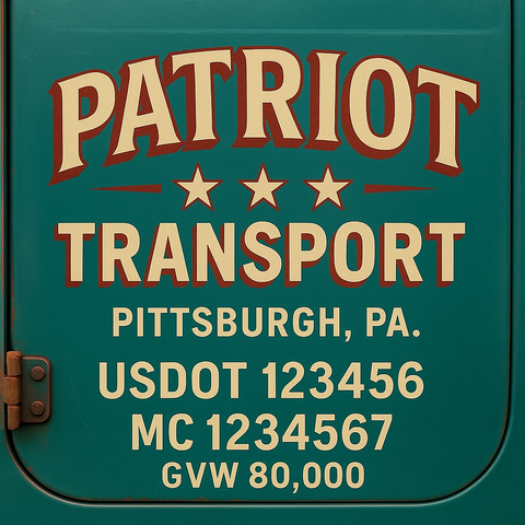 Custom Truck Door USDOT Lettering Decal Sticker Signs With DOT, MC, GVW, KYU, CA Lettering (Set of 2)