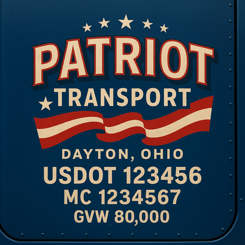 Custom Truck Door USDOT Lettering Decal Sticker Signs With DOT, MC, GVW, KYU, CA Lettering (Set of 2)