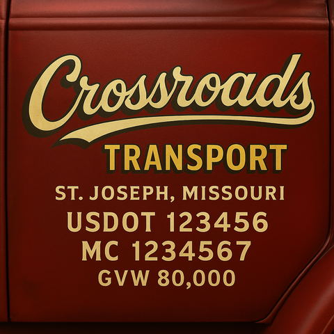 Custom Truck Door USDOT Lettering Decal Sticker Signs With DOT, MC, GVW, KYU, CA Lettering (Set of 2)