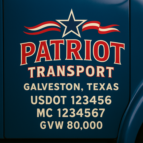Custom Truck Door USDOT Lettering Decal Sticker Signs With DOT, MC, GVW, KYU, CA Lettering (Set of 2)