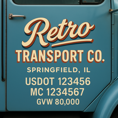 Custom Truck Door USDOT Lettering Decal Sticker Signs With DOT, MC, GVW, KYU, CA Lettering (Set of 2)