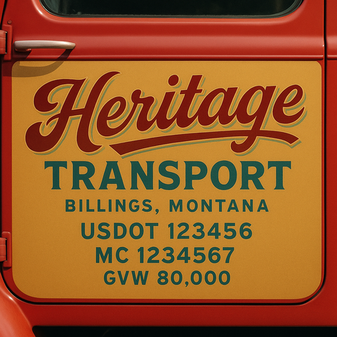 Custom Truck Door USDOT Lettering Decal Sticker Signs With DOT, MC, GVW, KYU, CA Lettering (Set of 2)