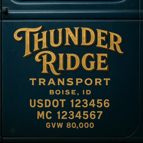 Custom Truck Door USDOT Lettering Decal Sticker Signs With DOT, MC, GVW, KYU, CA Lettering (Set of 2)