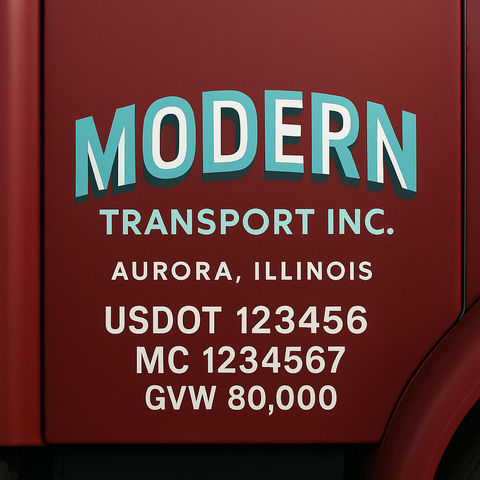 Custom Truck Door USDOT Lettering Decal Sticker Signs With DOT, MC, GVW, KYU, CA Lettering (Set of 2)