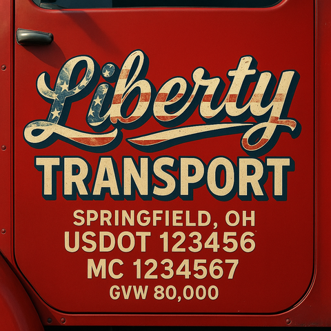 Custom Truck Door USDOT Lettering Decal Sticker Signs With DOT, MC, GVW, KYU, CA Lettering (Set of 2)